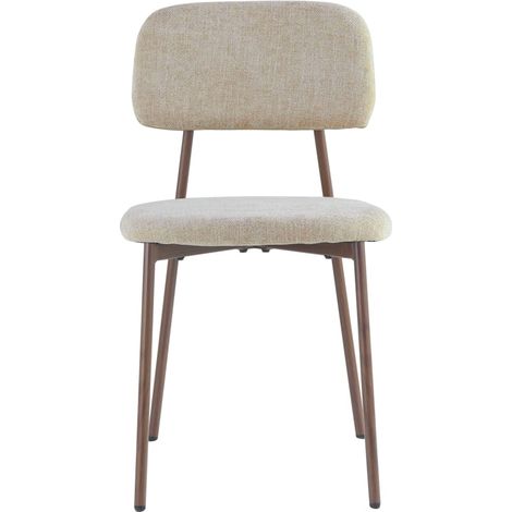 Lot de 4 Chaises – Piètement Effet Noyer & Tissu Sable Style Contemporain (1/5)