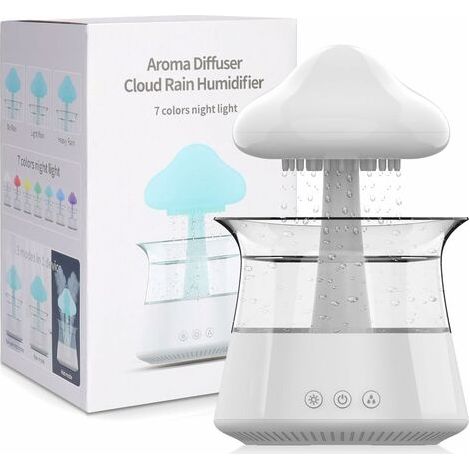 Humidificateur d'air nuageux, diffuseur d'huile essentielle avec 7 couleurs de lumières LED, nano diffuseur de brume et humidificateur pour les grandes pièces, la chambre des enfants et la maison (bla (1/5)