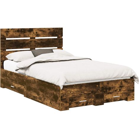 Maison Exclusive - Cadre de lit Chêne fumé 135 x 190 cm Bois d'ingénierie