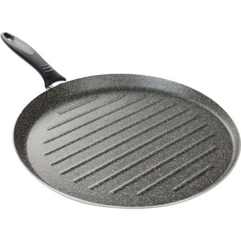 TrAdE Shop Traesio - Bistecchiera Tonda Rigata Padella Cucina Antiaderente Antigraffio 7 Strati 34 Cm 045017m - (1/4)