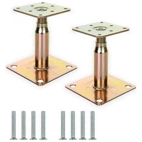 Lot de 2 supports de poteau surélevés galvanisés réglables de 100 à 150 mm, support de toit robuste pour construction (1/4)