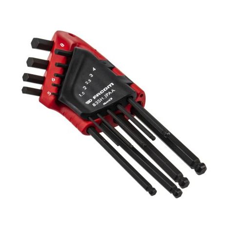 Facom – Jeu de clés Allen en L 1.5mm – Tête sphérique – 9 pièces – Bras long – Acier au silicium pour usage intensif