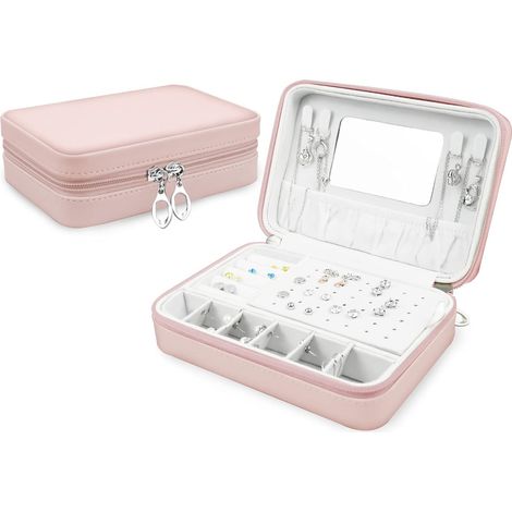 Boîte à bijoux en cuir PU pour femme (rose),