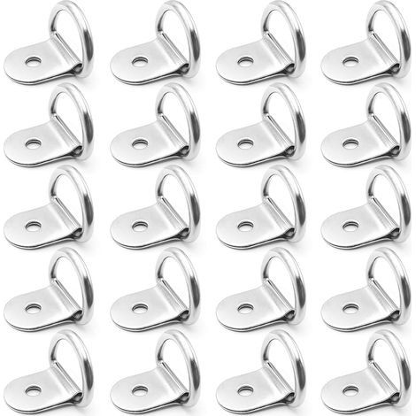 Anneaux D'arrimage INOX 20 Pièces Anneaux D'arrimage en D Ancrage Anneaux Arrimage pour Remorques Machinerie Lourde Outils Électriques Camping 36x25mm Argent (1/5)