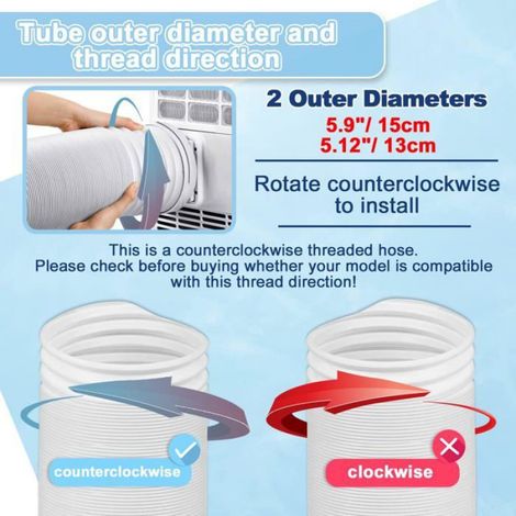 Tuyau Climatiseur - D130 mm - L300 cm - Rétractable - Pour Évacuation Air Conditionné Mobile - 1 Pièce (1/5)