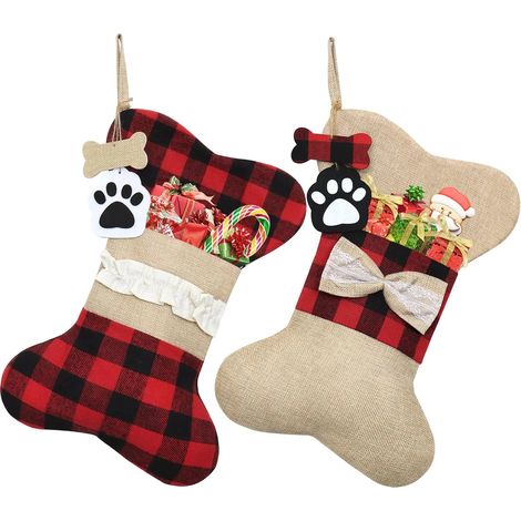 Chaussettes de Noël, lot de 2, décorations de Noël, pour chien (1/5)