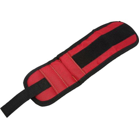 Bracelet magnétique étanche avec 2 aimants pour ranger vis, clous et forets (rouge)
