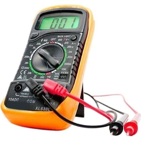 Multimètre Numérique - XL830L - Jaune - Tension max 600V - Courant max 10A - Résistance 2MΩ (1/3)
