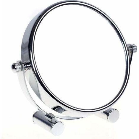 Enowelir Miroir Cosmétique Pivotant 360 Degrés Double Face Normal et Grossissement x10 Miroir sur Pied pour Maquillage Rasage Salle de Bain Chromé (1/4)