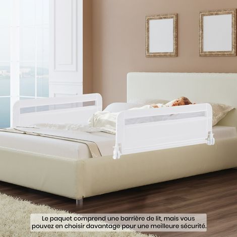 Barrière de Lit Enfants 100 x 42 cm avec Sangles Barrière de Sécurité Pliable avec Tissu en Maille Respisante Angle Réglable 0°à 180° Blanc (1/2)