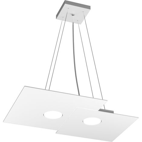Sospensione Moderna Rettangolare Plate Metallo Bianco 2 Luci Gx53 (1/4)