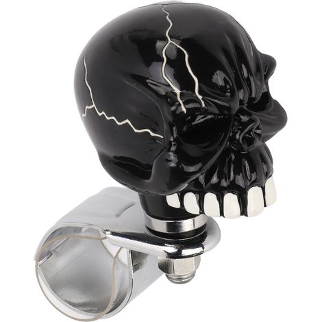Volant Spinner Knob Crâne Forme Poignée Universelle Conduite Auto Camion Tracteur Bateau Noir (1/5)