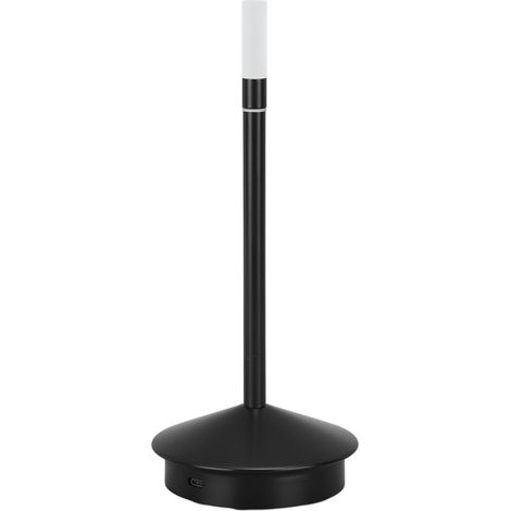 Lampe de table portable sans fil en forme de bougie, rechargeable par USB Type C, LED 2000 mAh, noire, idéale pour les restaurants et les tables de dîner. (1/5)