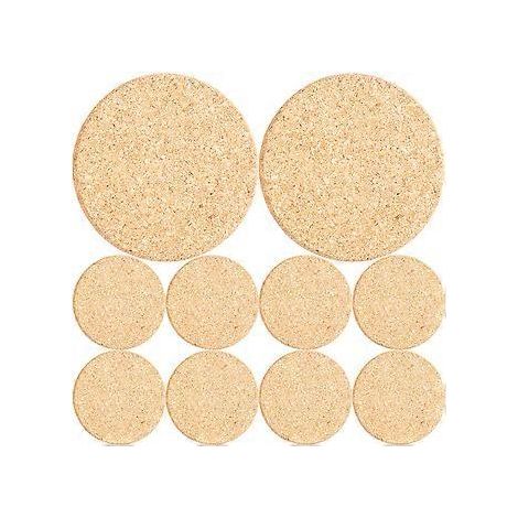 10 soucoupes en liège pour plantes d'intérieur en pot, tapis anti-gouttes en bois et liège pour pots de fleurs (16,00 x 16,00 x 1,00 cm comme illustré 1)