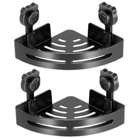 Lot de 2 paniers d'angle de douche, étagère douche à ventouse robuste pour salle bain, organisateur salle bain sans perçage avec forte tenue pour carrelage et verre (1/5)