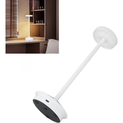 Lampe de bureau sans fil rechargeable avec batterie 2000 mAh, lampe de chevet portable USB-C LED en métal, 3 modes de couleur, intensité réglable, convient pour la maison, la salle à manger, la table (1/5)
