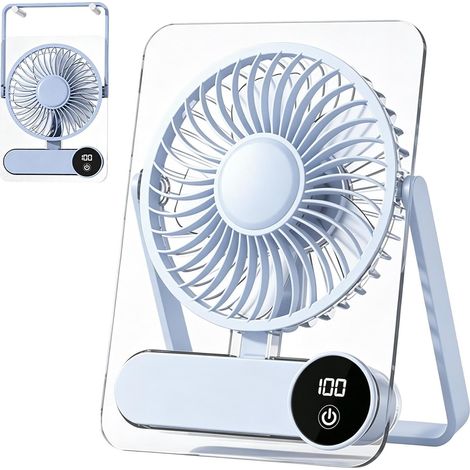 Fini les ventilateurs bruyants Ventilateur transparent – 100 vitesses – USB – Poignée – Ultra-fin – Silencieux – Pour bureau, chambre, camping – Design unique (1/4)