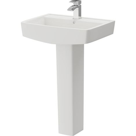 Paulo 600mm Basin with 1 Tap Hole and Full Pedestal (1/5)