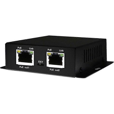 Répéteur PoE IEEE 802.3af/At, 1 entrée, 2 sorties, 2 ports, injecteur et répéteur PoE 10/100/1000 Mbps, VLAN, portée max. 250 m, 30 W (1/5)