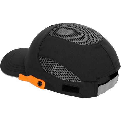 Baseball-Schutzhelm mit Anstoßkappe, schwarz-orangefarben, atmungsaktiv, verstellbar, für Arbeit und Sport (1/5)