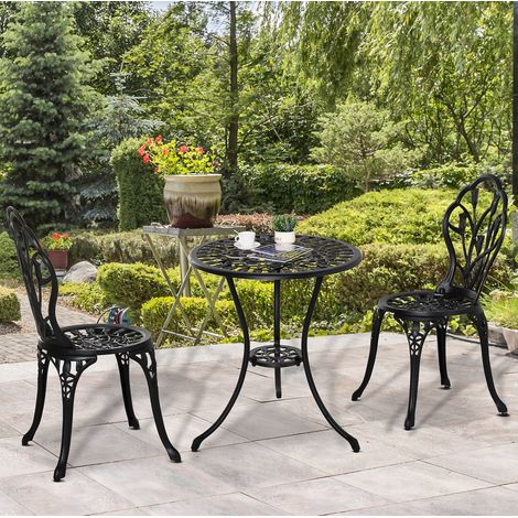 table repas chaise pliable balcon aluminium noir HAVRYA (1/4)