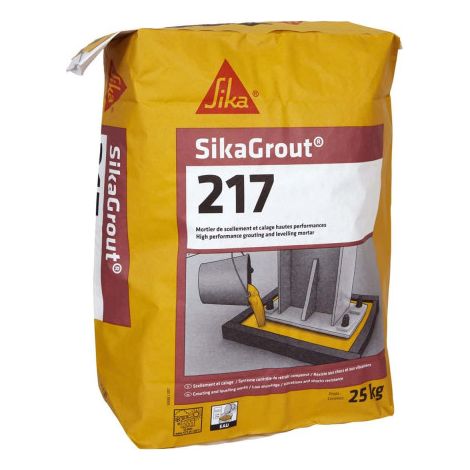 Mortier hydraulique SikaGrout 217 pour scellement et calage – Sac de 25 kg – Température d'application +5°C à +35°C