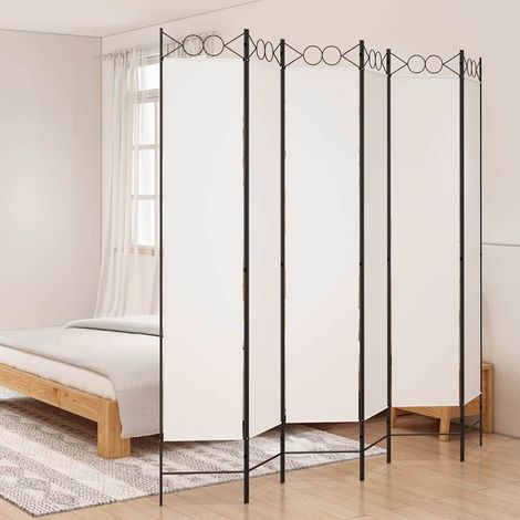 Cloison de séparation 6 panneaux-Paravent-Séparateur de pièce Blanc 240x220 cm Tissu (1/5)