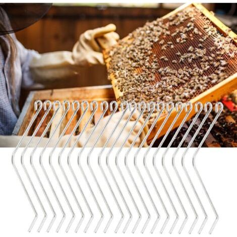 20 Stück Edelstahl-Beehive-Anschlüsse, gebogener Drahthalter für Holz-Beehive, Bienenzucht-Werkzeuge FLITI