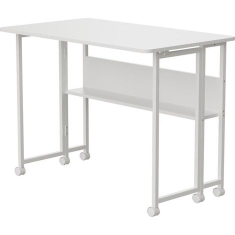 Escritorio/mesa plegable Maclean, blanco, móvil, 100x58cm, máx. 50kg, MC-126 W