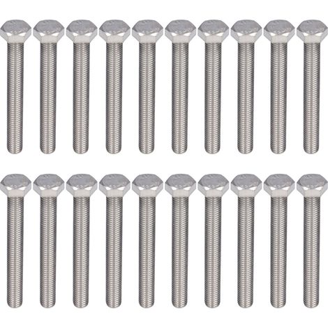 20 Vis à métaux hexagonales M10x75 filetage entier, acier inoxydable A2 DIN 933, pas grossier M10x1.5, kit de boulons pour assemblage (1/5)