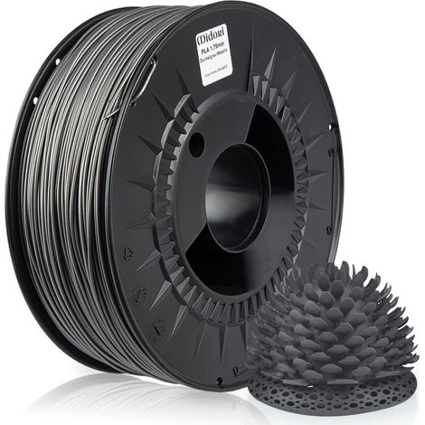 MIDORI® 3D Drucker 1,75mm PLA Filament 1kg Spule Rolle Premium Dunkelgrau Metallic (1/5)