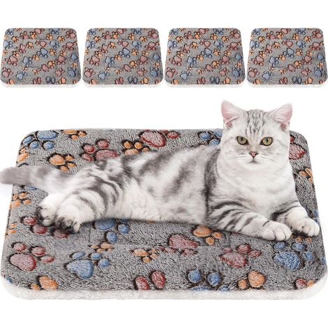 GDHZS-  Matelas ultra doux pour chien et chat 4 pièces avec imprimé mignon, confortable et lavable, lit épais pour hamster et cochon d'Inde, adapté aux petits animaux (gris, 24 x 16,2 pouces) (1/4)