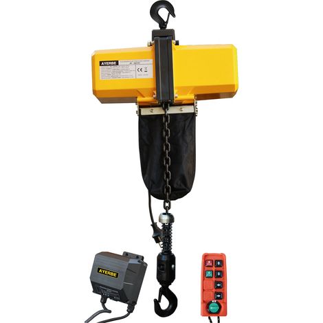 AYERBE - 588035 - Treuil à chaîne AY-1000 EC avec commande sans fil, 6 m, 950 kg