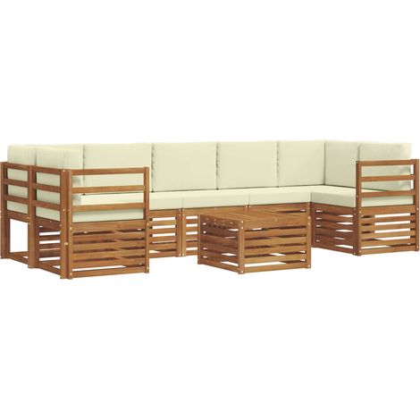 Conjunto de sofás de exterior 8 uds. Natural y Crema vidaXL (1/5)