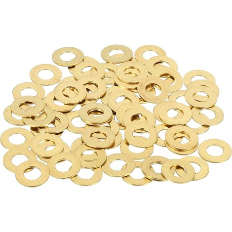 70Pcs Rondelles Métal Plates Laiton, Kit Rondelles Cuivre M4 Pour Boulons Vis Réparation, 4mm ID, 9mm OD, 0.5mm Épaisseur Pour Réparation, Construction (1/5)