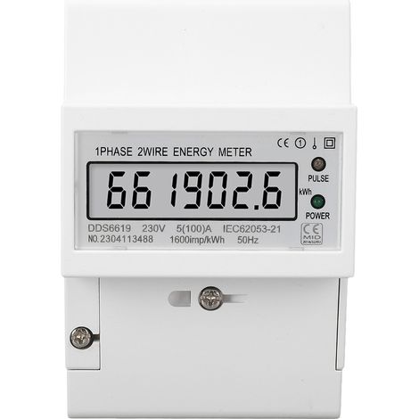 Compteur d'Électricité Monophasé 2 Fils 5-100A 230V AC avec Affichage LCD pour Rail DIN Maison (1/5)