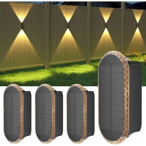 Outdoor solar wall lights: set of 4 LED garden wall lights, up and down, IP65 waterproof, for fences, yards, patios (1/4)