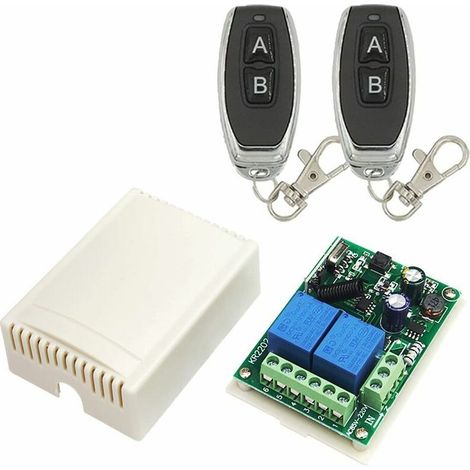 Commutateur de télécommande sans fil 2 canaux 220 V AC – Module relais RF 433 MHz pour contrôle éclairage garage – Installation simple (1/5)