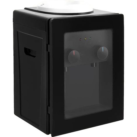 Dispensador de agua, función de agua fría y caliente, diseño de acero inoxidable, negro. (1/2)