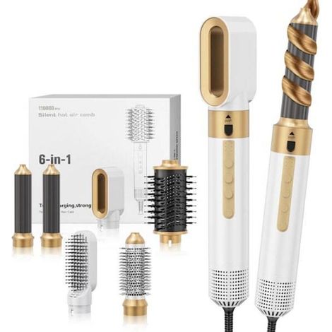 6-in-1-Haartrockner mit Heißluftfunktion und automatischem Lockenstab, ideal für Frauen, perfektes Weihnachtsgeschenk