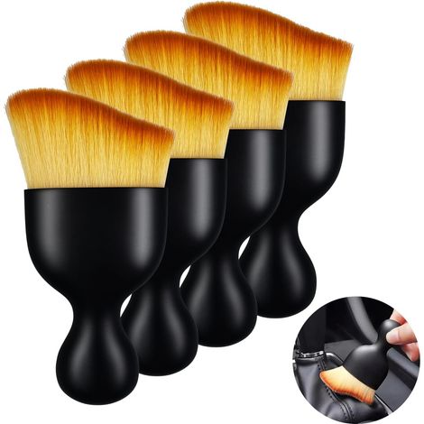 4 Pièces Brosse Nettoyage Voiture Interieur, Pinceau Nettoyage Voiture Souple Detailing, Nettoyage Voiture Interieur Pro pour Moteur/Tableau de Bord/Bouches Daération/Intérieur