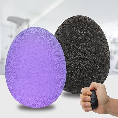 Stress Ball - Grip Strength Trainer - Hand Exercise Ball for Physical Therapy and Anxiety Relief - 2-Piece Set with Black and Purple TPR Balls (1/5)