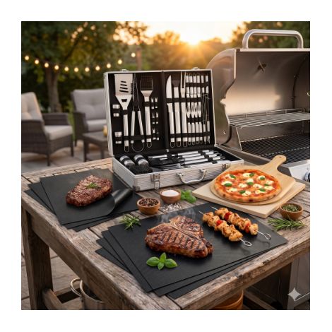 BBQ Grill Accessories Set with Pizza Stone (3-Piece) (1/5)