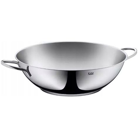 Padella WOK in acciaio inox da 32 cm per piani cottura a induzione. (1/5)