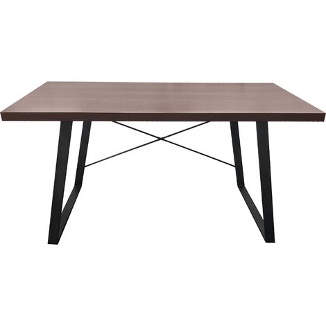 SVITA Industrial Schreibtisch Nussbaum-Optik mit schwarzen Metall-Beinen