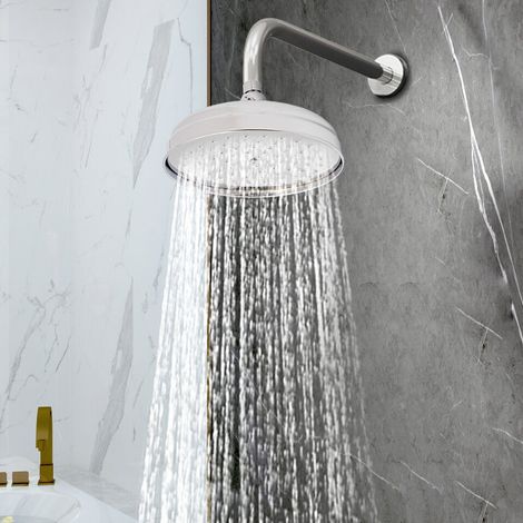 Pommeau de douche en acier inoxydable, pivotant à 360°, douche à effet pluie, pour salle de bain, dimensions 20 × 20 cm, couleur argent. (1/5)