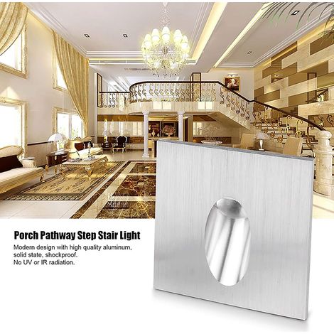Lot de 4 spots LED encastrables carrés à LED encastrables pour escaliers, véranda, lampadaires de 1 W CA 100-245 V (blanc chaud) (1/5)