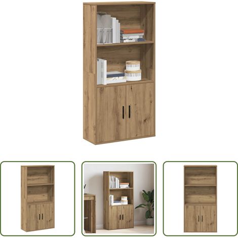 Bibliothèque chêne - Bibliothèque chêne artisanal 60x24x120 cm bois d'ingénierie (1/5)