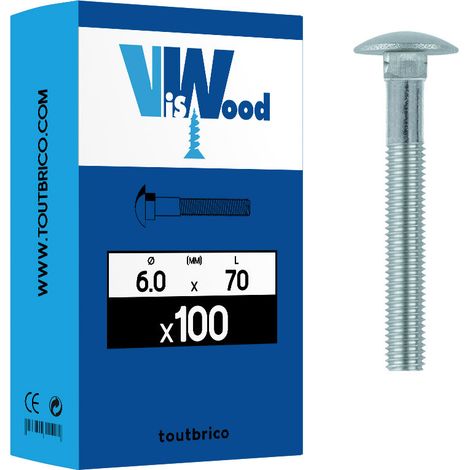 100 vis TRCC 6 X 70mm zingué - Viswood