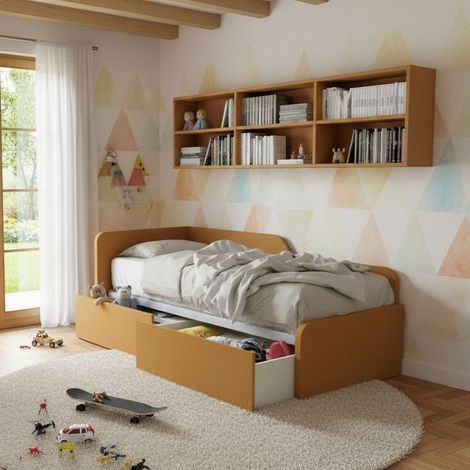 Letto singolo 80x190 con cassetti - Pratico e salvaspazio per camerette e stanzette - Zolfo (1/5)